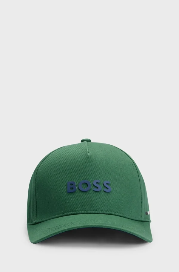 HUGO BOSS Kasket Til Børn I Bomuldstwill Med Logodetaljer Mørkegrøn Clearance