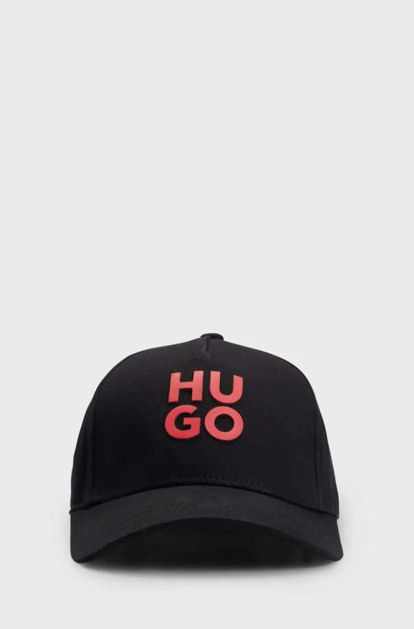 HUGO BOSS Kasket Til Børn I Bomuldstwill Med Stablet Logo Sort Fashion