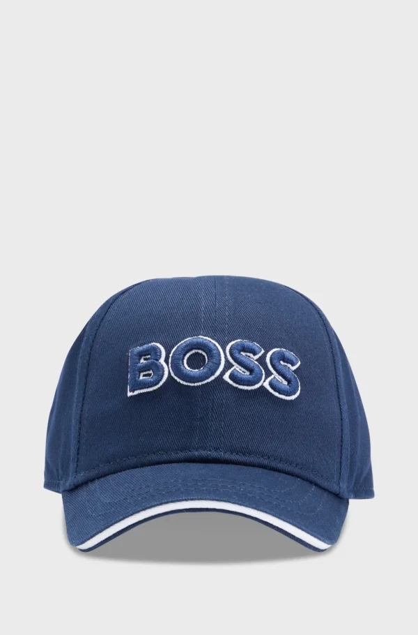 HUGO BOSS Kasket Til Drenge I Bomuldstwill Med Hævet Logo Mørkeblå Discount