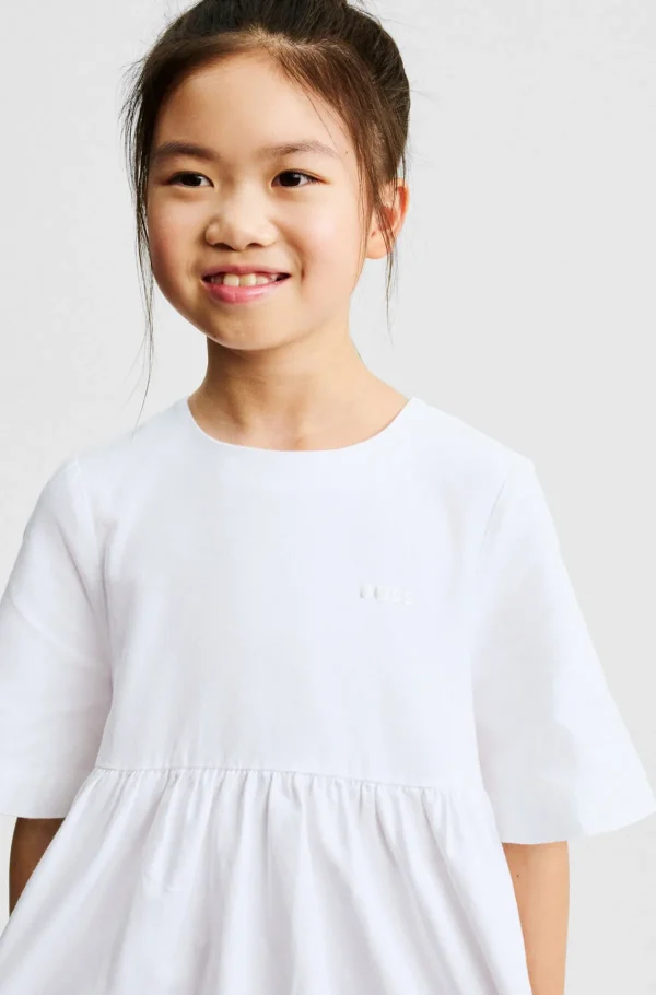HUGO BOSS Kjole Til Børn Med Afkortede ærmer, Signaturstribe Og Logo Hvid Best