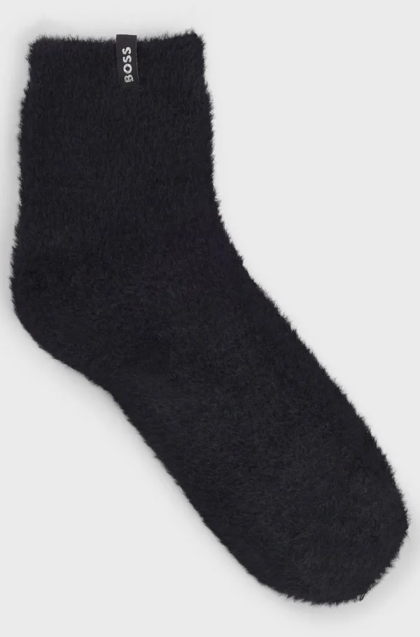HUGO BOSS Korte Plyssokker Og Logo Med Sølveffekt Sort Store