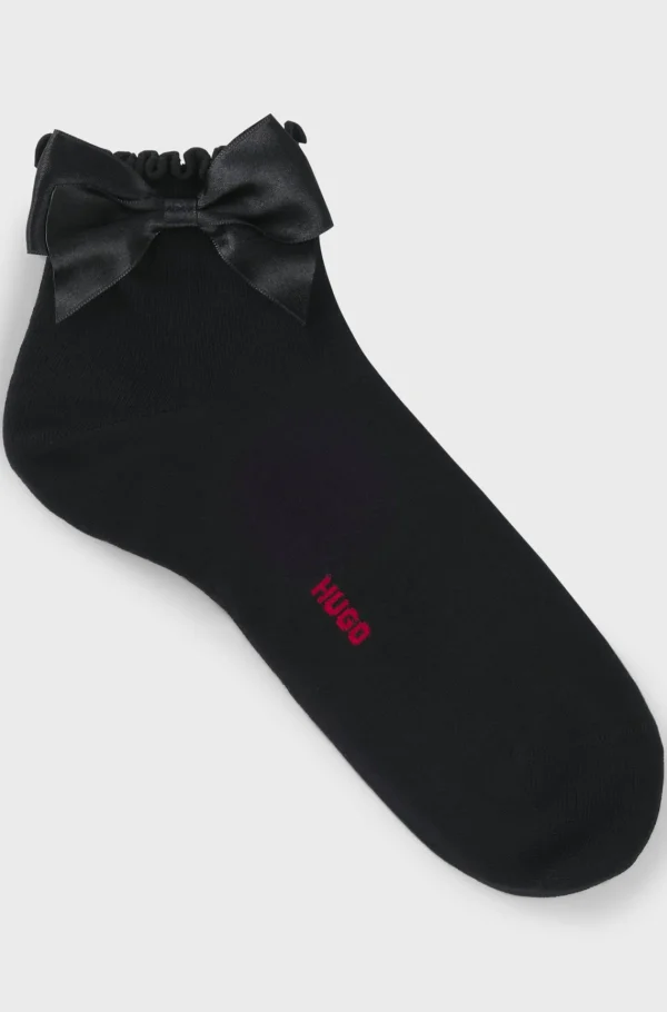 HUGO BOSS Korte Strømper Af En Bomuldsblanding Og Med Sløjfekant Sort Shop