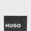 HUGO BOSS Kortholder I Kornet Læder Med Logo I Kontrastfarve Sort New