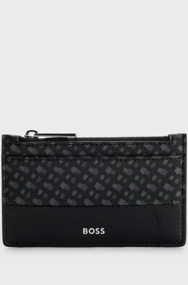HUGO BOSS Kortholder Med Monogrampanel Og Møntlomme Med Lynlås Sort Flash Sale