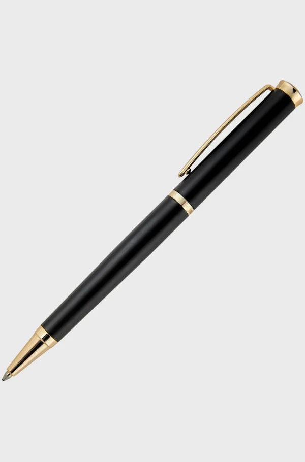HUGO BOSS Kuglepen I Mat Med Guldfarvede Detaljer Sort Shop