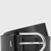 HUGO BOSS Læderbælte Med Ringe I Metal Sort Sale