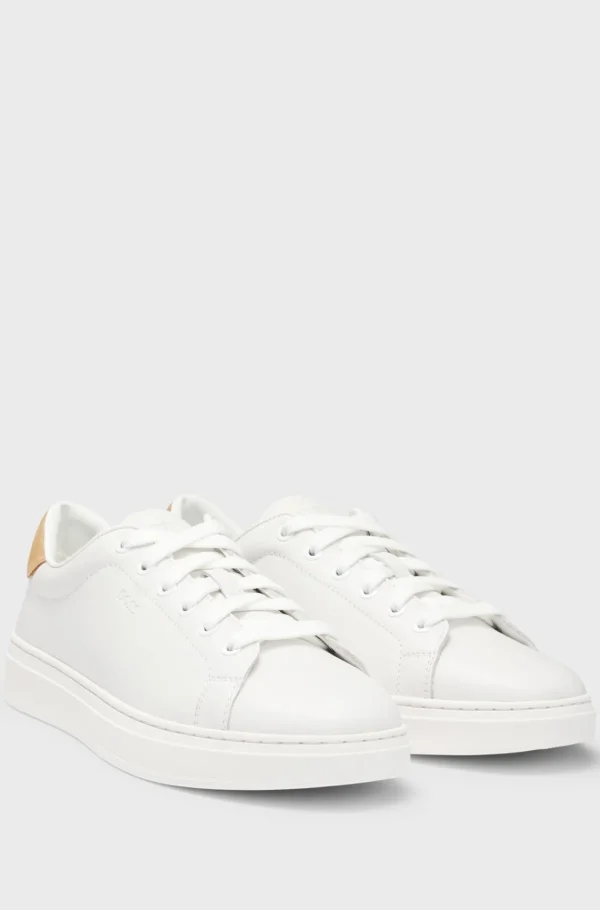 HUGO BOSS Lædersneakers Med Bagkappe Af Ruskind Hvid Clearance
