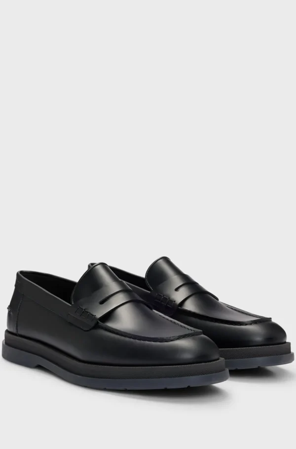 HUGO BOSS Loafers Af Børstet Læder Og Med Gummisål Sort Online