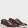 HUGO BOSS Loafers I Narvlæder Med Præget Branding Mørkebrun New