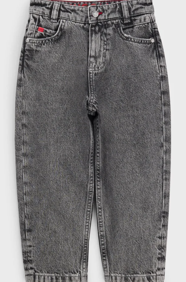 HUGO BOSS Loose Fit Jeans Til Børn I Grå Bomuldsdenim Mønstret Sale