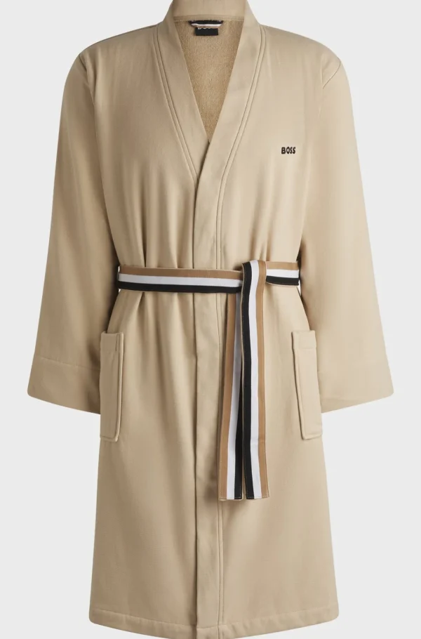 HUGO BOSS Morgenkåbe I Bomuldsfrotté Med Hurtigtørrende Inderside Beige Discount