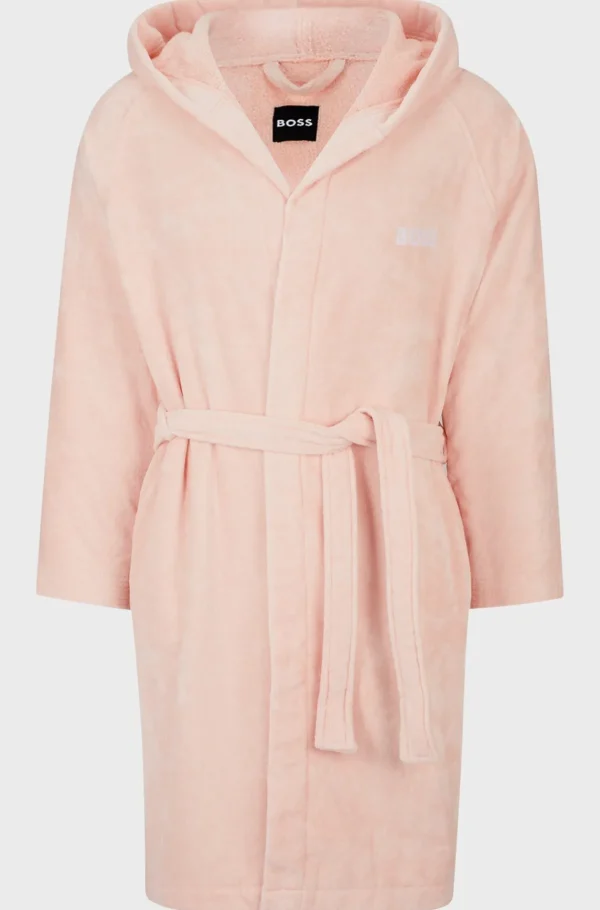 HUGO BOSS Morgenkåbe I Langfibret Bomuld Med Logo På Reverset Pink Shop
