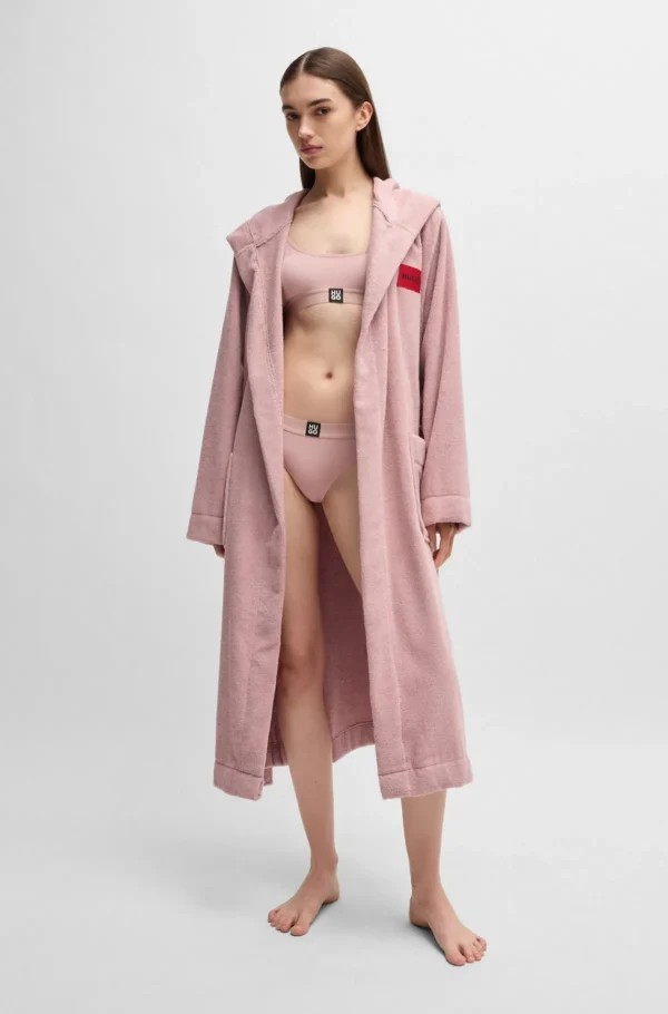 HUGO BOSS Morgenkåbe I Sweatkvalitet Med Rødt Logomærkat Lys pink Fashion