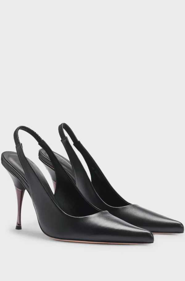 HUGO BOSS NAOMI X BOSS-slingback-pumps I Glat Læder Sort Discount