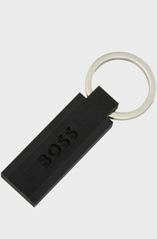HUGO BOSS Nøglering Med Logo I Silikone Og Messing Sort Store
