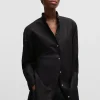 HUGO BOSS Oversize Fit Naomi X BOSS-skjorte I Bomuld Sort Discount