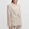HUGO BOSS Oversized Fit Jakkesætsjakke I Italiensk Produceret Stof Lys beige Sale