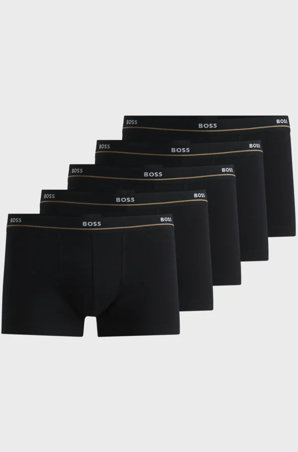 HUGO BOSS Pakke Med Fem Par Underbukser I Bomuld Med Stræk Og Logolinning Sort Shop