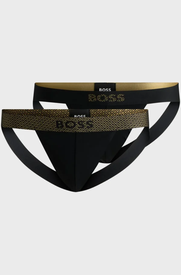 HUGO BOSS Pakke Med To Jockstrap-underbukser I Bomuld Med Stræk Sort Cheap
