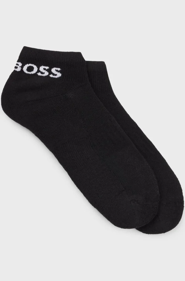 HUGO BOSS Pakke Med To Par Ankellange Strømper I Stof Med Stræk Sort Outlet