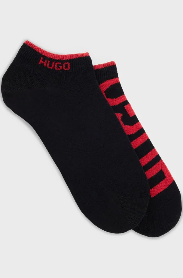 HUGO BOSS Pakke Med To Par Ankelstrømper I En Bomuldsblanding Med Logoer Sort Fashion
