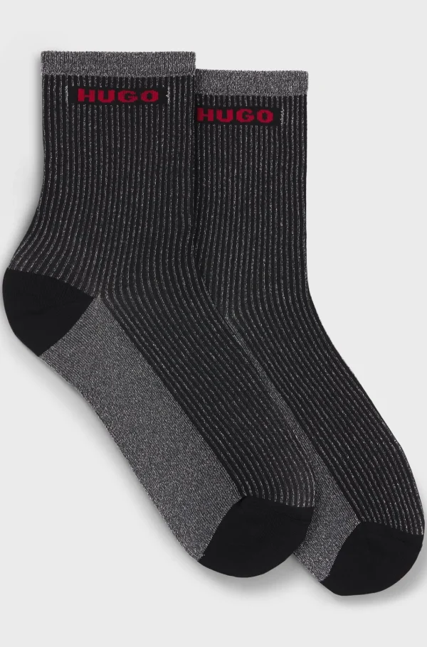 HUGO BOSS Pakke Med To Par Strømper I Kort Længde Med Logodetaljer Sølv Store