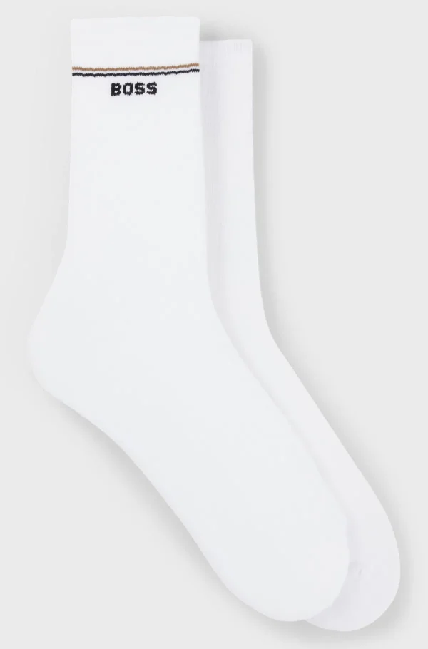 HUGO BOSS Pakke Med To Par Strømper I Kvart Længde Med Logo Hvid New