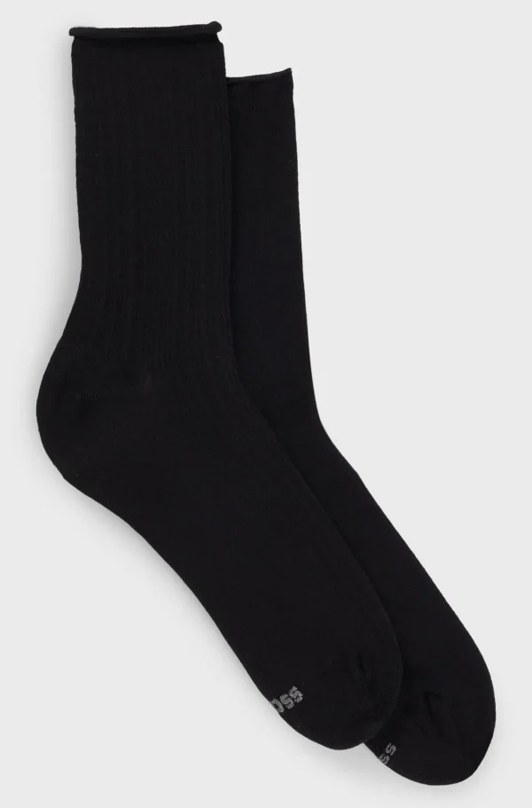 HUGO BOSS Pakke Med To Par Strømper Med Kort Længde I Garn Med Stræk Sort Best
