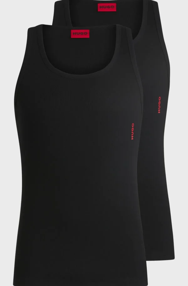 HUGO BOSS Pakke Med To Toppe I Bomuld Med Stræk Og Logoprint Sort Online