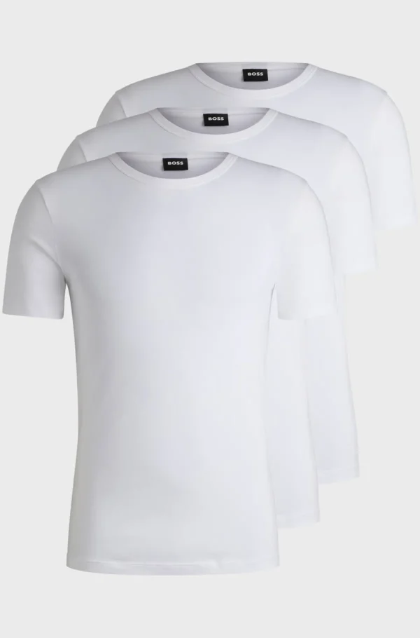 HUGO BOSS Pakke Med To T-shirtundertrøjer I Bomuld Med Stræk Med Logo Hvid Best Sale