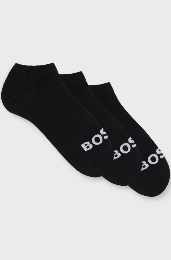 HUGO BOSS Pakke Med Tre Par Ankelsokker I Ankellængde Med Logoer I Kontrastfarve Sort Outlet