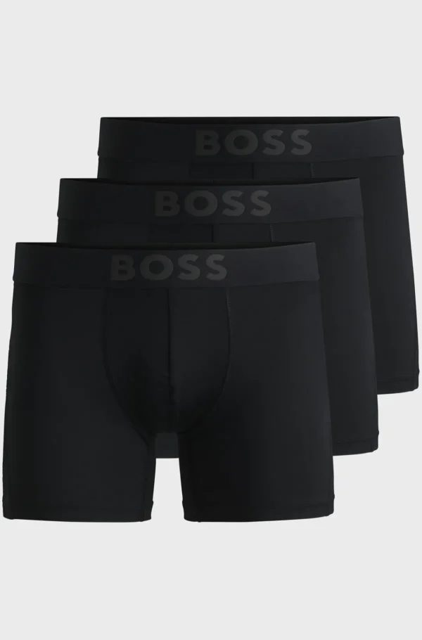 HUGO BOSS Pakke Med Tre Par Boksershorts I Mikrofiber Med Logoer Sort Sale