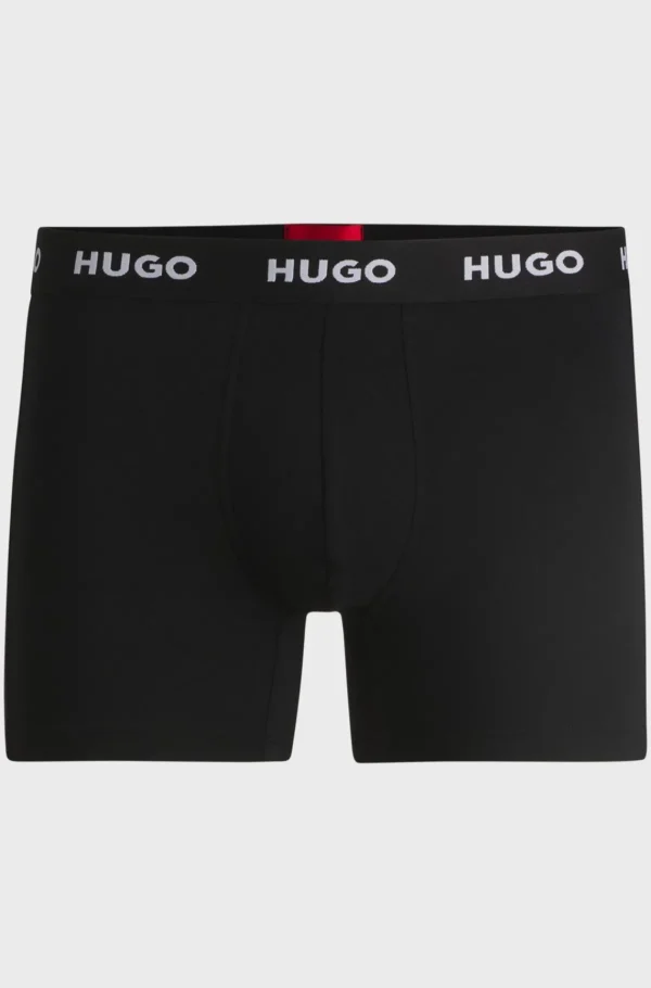 HUGO BOSS Pakke Med Tre Par Boxer-underbukser I Bomuld Med Stræk Med Logo-linning Sort Discount