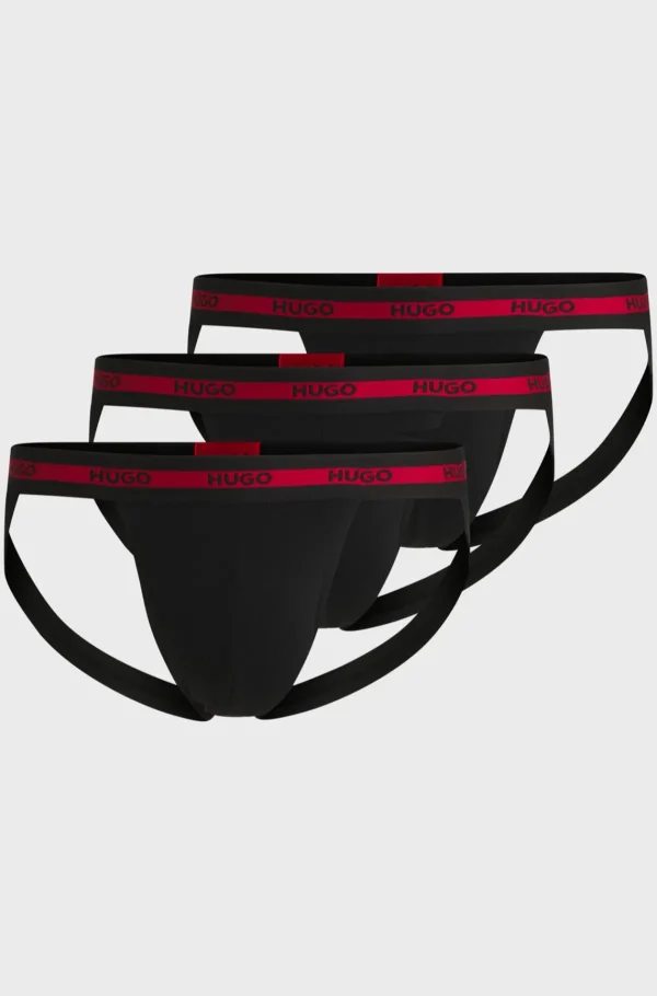HUGO BOSS Pakke Med Tre Par Jockstraps Med Gentagne Logoer På Linningen Sort Hot
