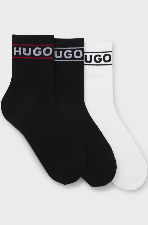 HUGO BOSS Pakke Med Tre Par Sokker Med Logo Hvid/sort Clearance