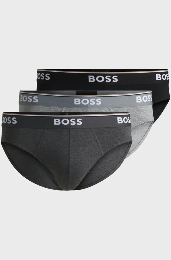 HUGO BOSS Pakke Med Tre Par Underbukser I Bomuld Med Stræk Med Logo-linning Grå Outlet