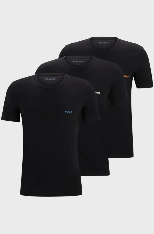 HUGO BOSS Pakke Med Tre T-shirts-undertrøjer I Bomuld Med Logotryk Sort Store
