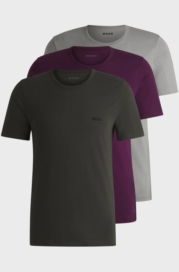 HUGO BOSS Pakke Med Tre T-shirtundertrøjer Med Broderede Logoer Grå Cheap
