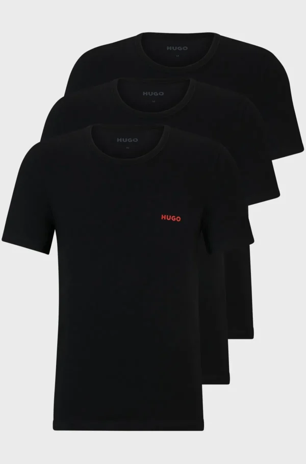 HUGO BOSS Pakke Med Tre Undertøjs-T-shirts I Bomuld Med Logoprint Sort Cheap