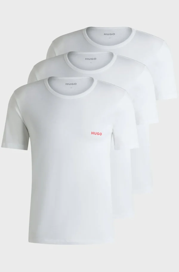 HUGO BOSS Pakke Med Tre Undertøjs-T-shirts I Bomuld Med Logoprint Hvid Outlet