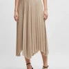 HUGO BOSS Plisseret Nederdel I Glansfuld Jersey Med Stræk Lys beige Hot