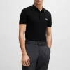 HUGO BOSS Poloshirt I Bomuldspiqué Med Slim Fit Og Tone-i-tone-logo Sort Cheap