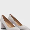 HUGO BOSS Pumps I Ruskind Med En 7 Cm Blokhæl Lysegrå Sale
