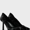 HUGO BOSS Pumps Med Velourlook Og Signatur-kædemotiv I Similisten Sort Discount