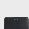 HUGO BOSS Pung Med Lynlås I Kornet Kunstlæder Med Logobogstaver Sort Cheap
