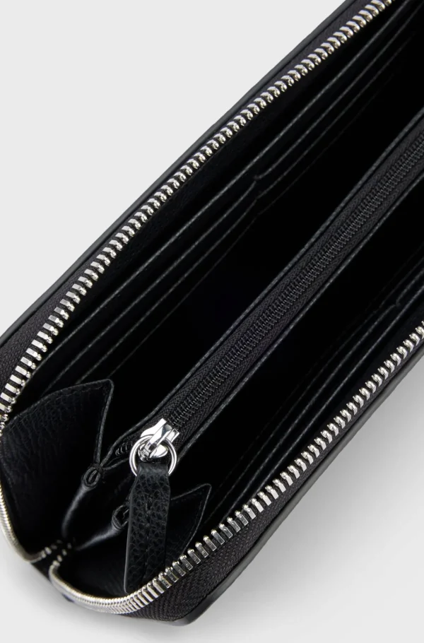 HUGO BOSS Pung Med Lynlås I Kornet Kunstlæder Med Logobogstaver Sort Cheap