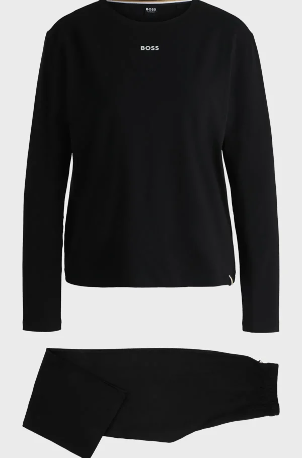 HUGO BOSS Pyjamas I Bomuldsjersey Med Stræk Og Logo Sort Outlet