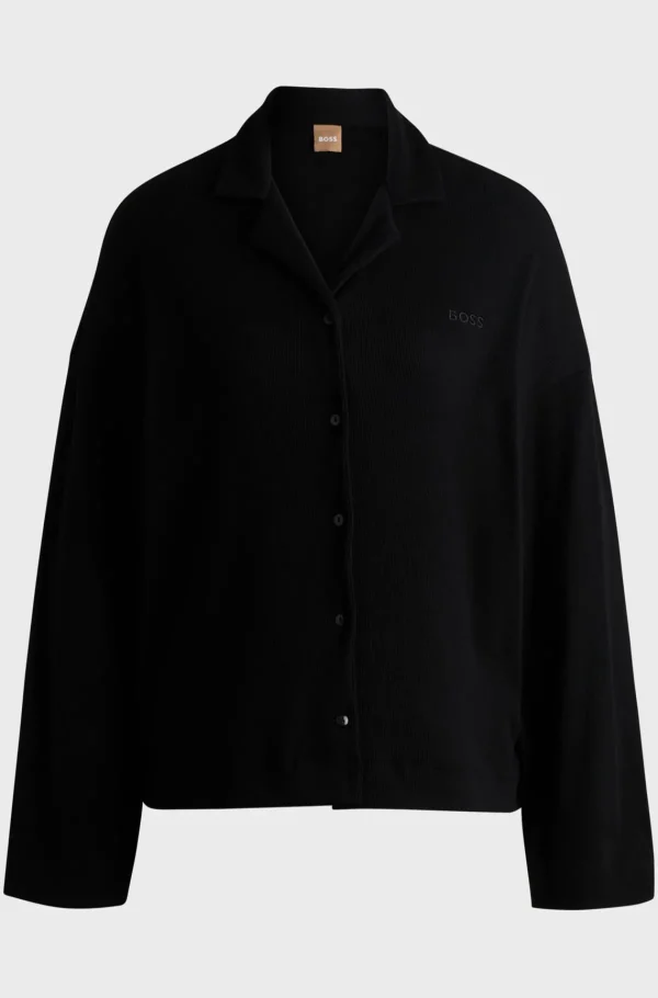 HUGO BOSS Pyjamas Med Logobroderi I Bomuld Med Ribstruktur Sort Online