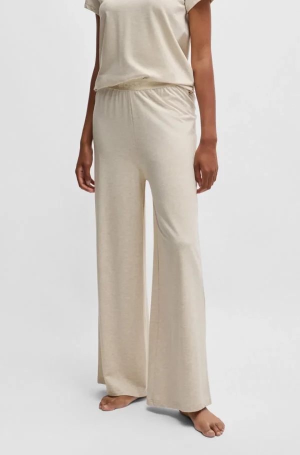 HUGO BOSS Pyjamasbukser I Modal Med Stræk Og Logolinning Lys beige Best