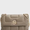 HUGO BOSS Quiltet Skuldertaske Med Dobbelt B-monogram I Metal Lysebrun Flash Sale